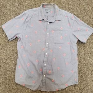Falls Creek Light Gray Shirt with Pink Flamingo Print Mens XL